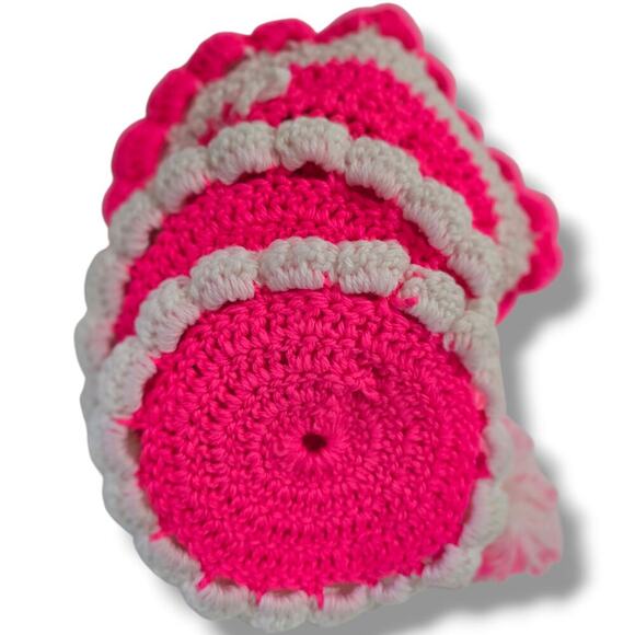 Vintage plastic Doll Face crochet Potholder Set of 3, Handmade Doily Cottagecore - Picture 5 of 7